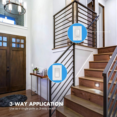 No Sweat Paddle Led Dimmer Switch For Single Pole Or Three Way Setup Bright White Faceplate No Neutral Wire Required Easy Standard House Wiring Boost Dimmable To 150W near stairway