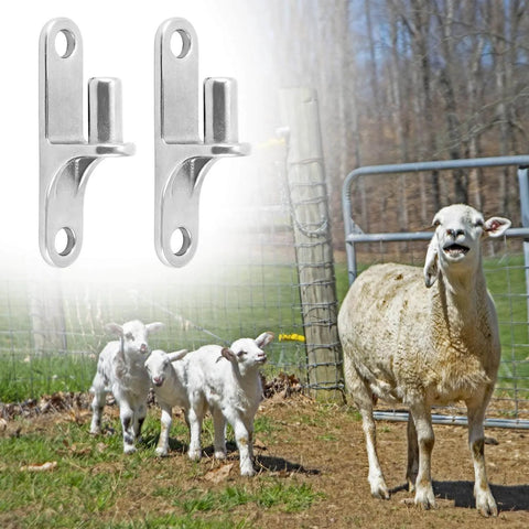 Two Pack 304 Stainless Steel Chain Link Gate Hinges With Five Eighth Inch Hinge Pin for Fence, Farm, and Barn Gates.