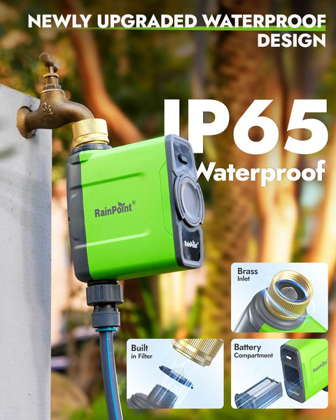 Smart WiFi Water Timer For Garden Hose With Brass Inlet Sprinkler Controller and IP65 waterproof design