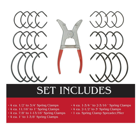 Spring Miter Clamp Set With 24 Assorted Size Clamps And 1 Easy Load Spring Tensioned Pliers for woodworking frames and molding