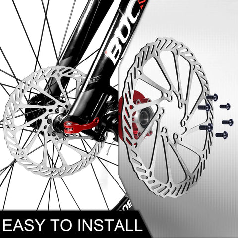 2 Pack Bike Brake Rotors 140mm 160mm 180mm 203mm Stainless MTB Disc Rotors With 12 Bolts for easy installation on bike wheel.