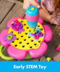 Toddler Design and Drill Flower Power Studio Kit for Hands On STEM Fun with Electric Drill Toy, flower board with bolts