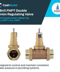 Direct Pressure Regulating Valve With Double Union 2 Inch NPT Female Metal Top 60 Psi PVA54M DUTH 60 Water PRV For Home Or Small Biz Plumbing And Upgrading Your System, brass body