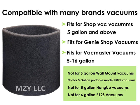 Three Pack Foam Sleeve Filter Replacements For Wet Dry Vacs 5 Gallon And Up Compatible With Vacmaster Genie And Shop Vacuums VF2001 Foam Filters For Your Vacuum Cleaner