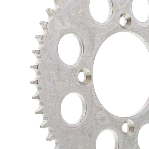 Close-up of rear 50 tooth sprocket from Honda Drive Sprocket Chain Kit For XR100R And CRF100F Riders, metallic finish.