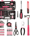 Pink Tool Set For Women With 50-Piece All-In-One Hand Tool Kit With Storage Toolbox Claw Hammer And CR-V Steel Durability