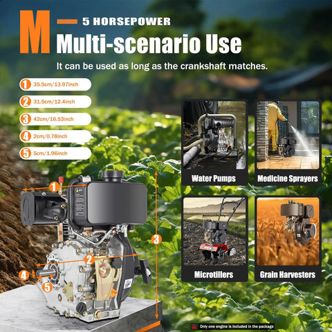 5HP Diesel Engine 247cc 4 Stroke Single Cylinder Hand Start With 3600 RPM for multiple farm uses