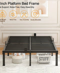 Rock Solid Full Size Bed Frame Featuring Heavy Duty Steel Slats And Recessed Middle Support Holds Three Thousand Five Hundred Pounds with flat design.