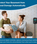 Couple with Smart Sump Pump Float Switch And Performance Monitor HC6000 PRO in home basement setting