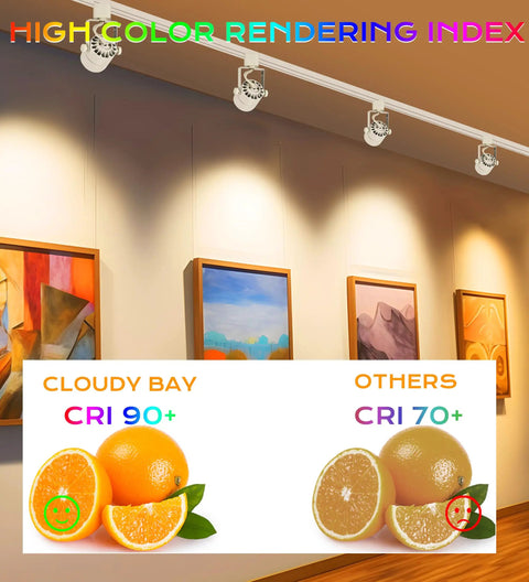 8W Cozy Warm White Dimmable LED Track Light Head with Adjustable Tilt lighting art gallery, CRI 90 plus true color rendering