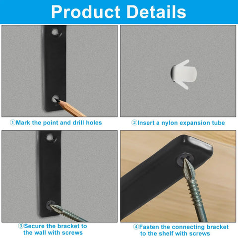 Installation instructions for Heavy Duty Shelf Brackets Set For Home Improvement Built To Last Two Pack Workhorse 12 X 10 Inch L Wall Corner Braces