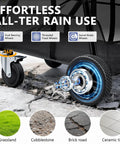 Heavy Duty Grocery Cart On Wheels With Seven Inch Dual Bearing Rubber Wheels And 360 Degree Swivel Brakes on uneven surface