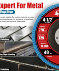 EZARC flap disc, 40 grit, 4-1/2 in x 7/8 in zirconia grinding disc for stainless steel and sheet metal