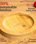 Heavy Duty 100 Percent Natural Granite Mortar And Pestle Set With Bamboo Base 2 Cup Capacity bamboo base detail.