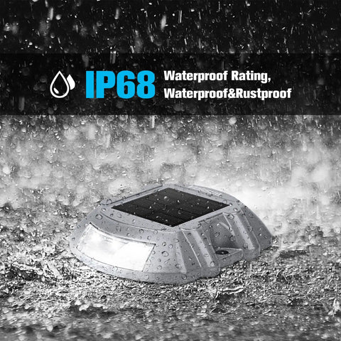 12 Pack Solar Deck Lights Outdoor Pathway LED Dock Lights IP68 Waterproof Auto On Off under rain conditions
