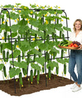Cucumber Trellis For Raised Beds U Shape Garden Arch With Netting Heavy Duty Metal Plant Support Climbing Cucumbers