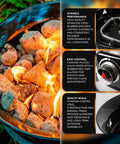 Portable Propane Fire Pit 19 Inch Smokeless Gas Firebowl With Carry Kit And Cover, 58,000 BTU, showing flames and controls