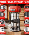 Cordless 800W Brushless Palm Router Kit for On The Go Woodworking Compact Bare Tool With Edge Guide And Bits Six Variable Speeds
