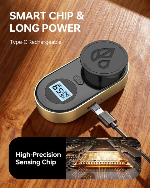 Pro-Grade Digital Cigar Hygrometer With 3-Probe Core Moisture Meter For Humidor Humidity And Ambient Sensing, Real-Time Cigar Moisture Readout, Ultra Precise, Easy To Read Display, Gold Finish, gold rechargeable device