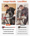 Comparison of ratchet pipe threader kit with 24.13-inch handle vs standard, showing ease of use for plumbing installations and repairs.