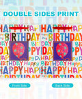 Two Pack 12.6 Inch Large Happy Birthday Gift Bags With Tissue Paper For Birthday Party Supplies Colorful Cheerful Design