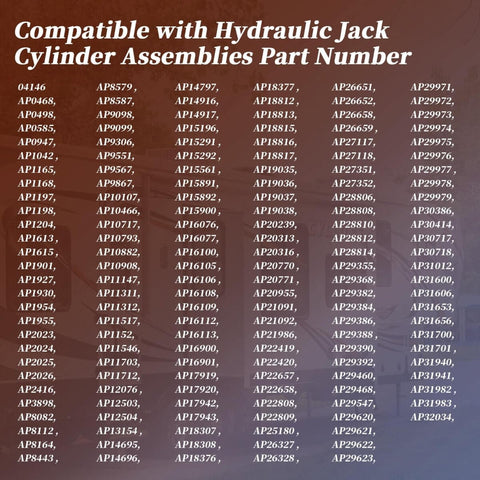 Image showing part numbers compatible with RV hydraulic jacks, related to 2 Pack R3847 Replacement Springs Kit for 6000 lb and 9000 lb jacks.