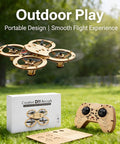 Wooden RC Drone Kit With Snap Together Design No Glue Needed Beginner Friendly Remote Control Quadrotor Flying Toy outdoors