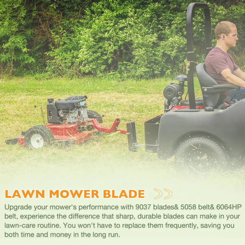 Lawn Mower Blade Set For 60 Inch Finish Cut Mowers Replacement 9037 Blades With Twenty Point Five Inch Length mower in use
