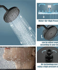 Matte Black Shower Tub Faucet Set With Pressure Balance Valve, Single Spray Shower Head System showing adjustable angle feature