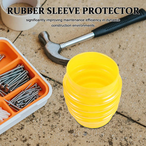 Anti Vibration Tamper Bellows Boot With Dust Seal And Rubber Sleeve Guard, yellow, lies next to toolbox on construction site