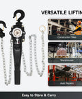 Lever Chain Hoist One And One Half Ton Capacity 3300 Lb Manual Chain Hoist With Ten Ft Lift G80 Galvanized Chain shown in use.