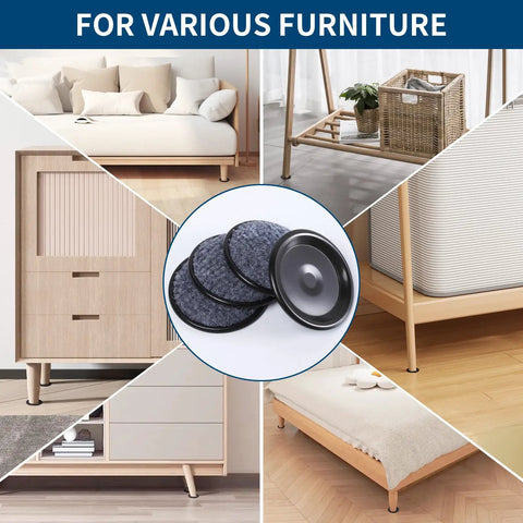 Round 1.625 Inch Inner Diameter Furniture Caster Cups With Felt Pads, 16 Piece Reusable Coasters To Protect Hardwood, Tile Or Carpet From Scratches, Ideal For Small Chairs And Tables, Brown And Gray