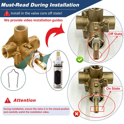 PLISPARK Moen 1222 replacement cartridge kit with removal tool and handle adapter; brass shower valve components