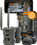 Top Shelf Cellular Trail Camera Duo Featuring Smart Gps Mapping, Hella Bright Night Vision Grabbing 28Mp Pics And 720p Clips, Ip65 Rugged Game Cam Setup For Hunters Craving Real Time Wireless Monitoring Without Wifi Hassle with two game cameras and smartphone