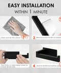 Easy installation guide for Matte Black Self Adhesive Toilet Paper Holder Wall Mount Rustproof SUS304 Stainless Steel