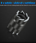 Double-sided 3/8 inch bit from 15 Piece Rotary Spot Weld Cutter Set With Double Sided HSS Three Eighths Inch Bits For Power Drill Pro Grade Spot Weld Remover Hex Sheet Metal Hole Cutter Replacement Blades Case