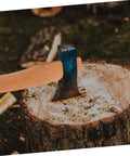 Beechy Beech Wood Axe Handle Replacement 10 Piece With Stainless Steel Wedges For Gardening And Firewood Splitting Easy Install And Durable Construction For Quick Install And Long Lasting Performance on axe in stump