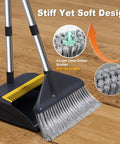 Heavy Duty Broom And Dustpan Set With Extended Handle For Fast Outdoor Cleanup Built Tough to handle dirt with deep-sweep bristles.