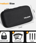 Smell Proof Hard Shell Travel Case With Lock, Odor Control Carbon Lining, Waterproof Zipper, Durable EVA, includes pouches and tubes.