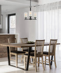 Matte Black 3-Light Chandelier With Clear Glass Shades, 16-Inch Ceiling Fixture Above Dining Table, Modern Pendant Lighting
