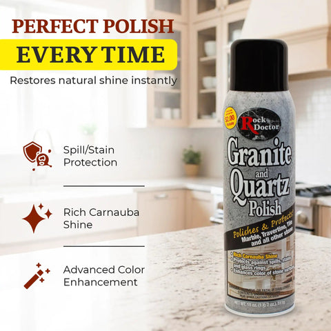 Granite Polish Spray For Stone Surfaces 18oz Can Clean And Shine Tile, Marble, Kitchen Countertops, And Natural Stone With Streak Free Finish Pack Of 1 on modern kitchen counter