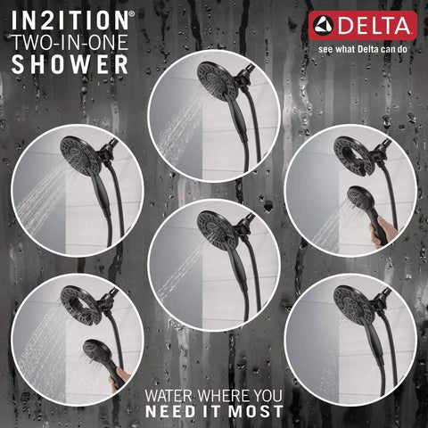 Slick Matte Black Bathtub Shower Faucet Set With 2-In-1 Dual Shower Head And Handheld Spray Combo, Includes MultiChoice Universal Valve To Kick Up Your Bathroom Game