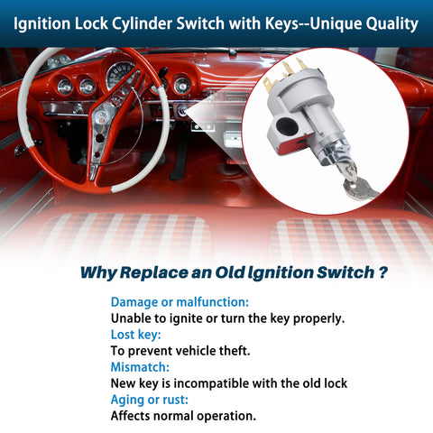 Dashboard view showing Ignition Switch With Lock Cylinder And Keys Compatible With 1955 1956 Chevy 150 210 Bel Air