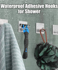 Heavy Duty Shower Hooks Razor Holder Set in Stainless Steel Brushed Nickel Adhesive Wall Hooks Four Pack for Razors Phones Scissors and More Versatile Straight Mount Bathroom Organizer