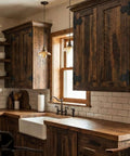 Rustic kitchen cabinets with Eight Pack 4.5 Inch Antique Cast Iron T Hinges, Heavy Duty Black Powder Coated Wrought Iron installed