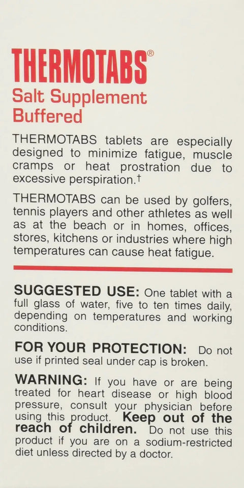 Buffered Salt Tablets To Kick Fatigue To The Curb While Stopping Muscle Cramps During Grilling Or Sports Events packed with electrolytes.