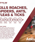 Talak 7.9 Percent Bifenthrin Insecticide Concentrate 96 Oz kills roaches, spiders, ants, fleas, ticks, image includes Atticus logo