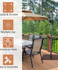 Heavy Duty 50 Lb Patio Umbrella Base Portable Outdoor Stand With 24 Inch Square Holder shown on a deck with table and chairs