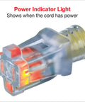 Lighted connector of Heavy Duty Outdoor Extension Cord 100 Ft Green With Lighted Connector 12/3 SJTW, power indicator