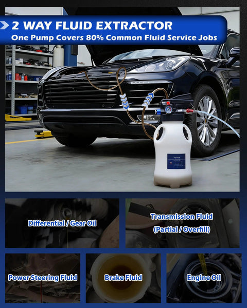 Heavy Duty All In One Transmission Fluid Pump with Pneumatic Transfer System near car in service bay